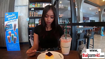 Preview 1 of Mom Sex Vs Animal - Inked amateur Thai teen Miw offering dessert to her european lover