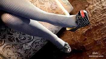 Preview 3 of Carnet Jet - Feet dangling and teasing in grey opaque pantyhose