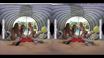 Preview 2 of Hindi Xxx Hardoi - Naughty America - Co-ed babes April Snow,  Lilly Bell,  and Skylar Snow,  enjoy their Summer Vacation riding cock at the pool