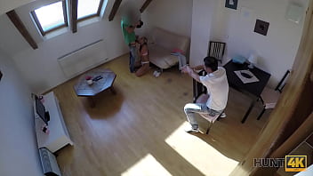 Preview 3 of Caugh Massage - HUNT4K. Pour de l&#039_argent,  un &eacute_talon accepte de regarder comment le chasseur cloue sa petite amie