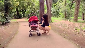 Preview 1 of Innocent Teen Doggy - Mikuru Shiba,  J cup going commando at a public park.She reeked &quot_horniness&quot_ and was looking for cocks to suck.
