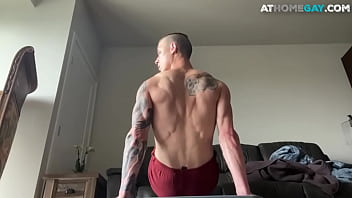 Preview 2 of Snake Mom Sex - Ripped jock masturbates and has play with big dildo in solo