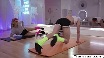 Preview 1 of Lesbian Sis - Hot shemale analed her guy yoga partner
