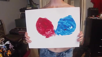 Preview 4 of Cae Blow - Painting my TITS,  Then painting with my TITS!!!
