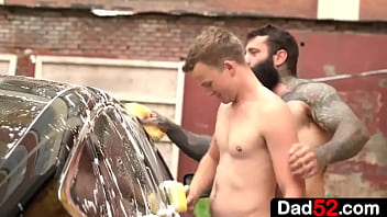 Preview 1 of Russian Public Agents - Stepson is willing to help his stepdad wash the car and then have a hot sesh in the backseat