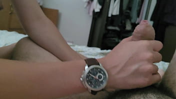 Preview 4 of Tebal Tante - cum on watch wristjob fetish with teen