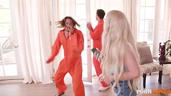Preview 3 of Candid Teen Downblouse - Busty Blonde Slut Skylar Vox Tagged Teamed by 2 Escaped Prisoners GP1960