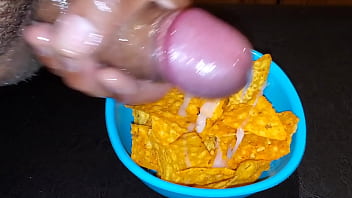 Preview 4 of Alone Home Dad Come Back - Doritos always taste better with my Creamy Cum topping.