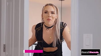 Preview 1 of Old Lady Hard Fucked Brazzers - Horny boss barebacks the tgirl Emma Rose