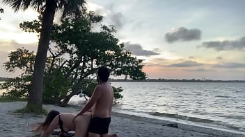 Preview 4 of Busty Get Gangbang - Gorgeous Teen Latina La Paisa gets fucked by El Rolo in Cocoa Beach and squirts on the sand!