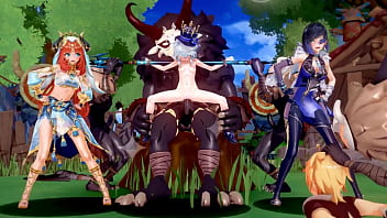 Preview 1 of Standing Fuck Front - Genshin Furina&amp_Nilou&amp_Yelan hentai mmd