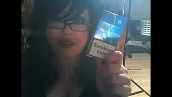 Preview 1 of Nepali Girl Boobs Romance - BBW Tina Snua Smokes 2 Cork Cigarettes In Glasses