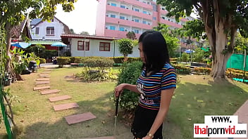 Preview 1 of Cameltoe Handjob Cumshot - Big boobed amateur Thai slut Noom loves ball games