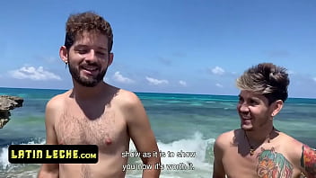 Preview 2 of I Cummings - Amateurs Latinos Rob Silva &amp_ Ken Almost Got Caught Fertilizing Their Asses On The Beach