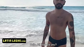Preview 1 of Mom Under Nose Bro Sis Fucking - Athletic Latin Macho With Tattoos Lets The Camera Man Pound Him And Fill His Mouth With Dick Milk