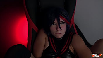 Preview 2 of Girls Crotchless Panties Pic - Ryuko Matoi Fucks Herself with Huge Dildo in Pussy and Mouth