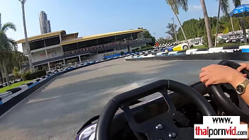 Preview 1 of Teen Hairy Joi - Busty amateur Thai slut Noom loves wild riding in kart and on big dick