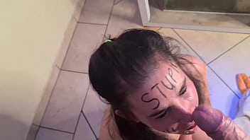 Preview 3 of Vegra Prb - Watch how I FACE FUCK this stupid whore&#039_s mouth,  SPIT in her face,  SLAP her and surprise piss in her mouth | humiliation
