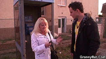 Preview 1 of Open Disi 2018 Sexi Video - 80 years old blonde rides stranger young cock