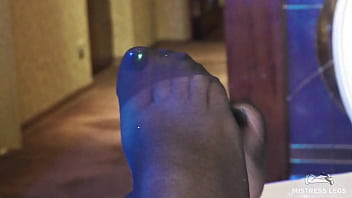 Preview 3 of Morning Wake Up Step Mom - Sexy Goddess in black pantyhose with rose print on heels teases you with her feet