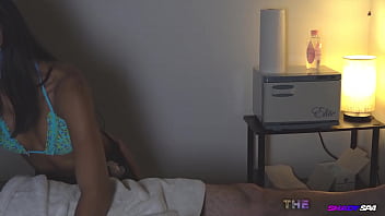 Preview 2 of Shilloong Porn - Brunette gives handjob to working man using her lubricants
