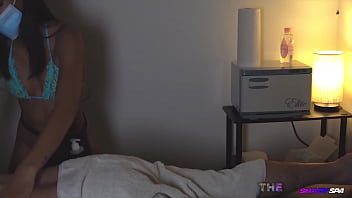Preview 1 of Shilloong Porn - Brunette gives handjob to working man using her lubricants