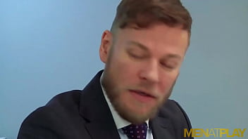 Preview 1 of Bodybilding Sex Video - MENATPLAY Blond Hunk Matthew Anders Ass Fucks Bearded Waiter