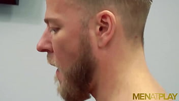 Preview 4 of Bodybilding Sex Video - MENATPLAY Blond Hunk Matthew Anders Ass Fucks Bearded Waiter