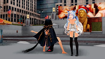 Preview 1 of Frst Time Blood Sex Video - MMD damsel and futanari sing and dance