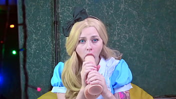 Preview 3 of Deni Desel - Alice fucks her pussy with Rabbit&#039_s carrot in Wonderland - SpookyBoogie Cosplay