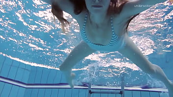 Preview 1 of Miss Crozz - Striped swimsuit and small tits teen Anna Netrebko