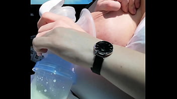 Preview 3 of Books Libery - Pumping my milk tits empty in the car