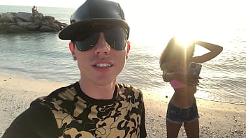 Preview 4 of Pool Orgy - Aiden and astronaut lady at the beach