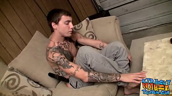 Preview 2 of Hot Six Vid - Tattooed straight thug Blinx uses cock pump on hard dick