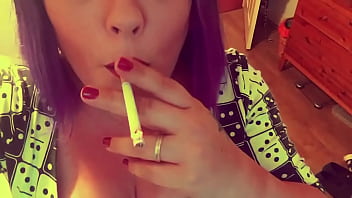 Preview 2 of Keri Try Teen - BBW British Domme Tina Snua Lights A Cigarette With Matches With Dangles,  OMI&#039_s &amp_ Drifting