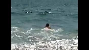Preview 2 of Kising Lesbian Japanese - Sweet Little April Fingers Herself After A Day At The Sea
