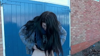 Preview 2 of Sister And Brother Force - Naughty and horny strips and pisses in the middle of the street in front