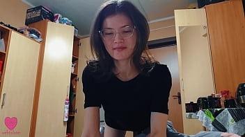 Preview 1 of Level Age - A roommate in a college dorm came to the room of a classmate late at night without panties in only a t-shirt to fuck passionately