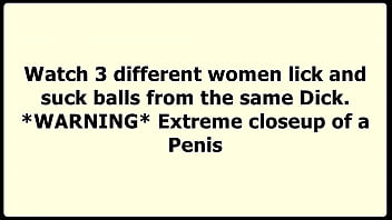 Preview 1 of Indin Xxxx Bhabi - 3 women closeup licking balls from the same Stunt Cock