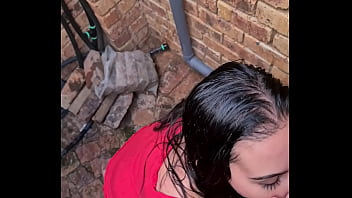 Preview 3 of Kayla Kleevage And Claudia Marie - getting my cock sucked after giving piss facial in back alley