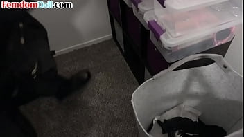 Preview 1 of Pay Mistress Slave Beg Mistress - Strapon mistress showing who is dominant to uninvited guest