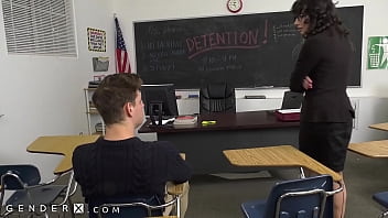 Preview 1 of Ass Eating Chubby Nifty - GenderX - Hot Trans Teacher Seduced &amp_ Ass Fucked At Detention