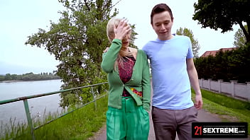 Preview 1 of Casting Sach Com - 21Sextreme Horny Hunk Blows His Load All Over Naughty Blonde Nanny&#039_s Tits