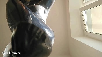 Preview 4 of Alana Samara - latex rubber selfie video teasing curvy MILF Arya Grander