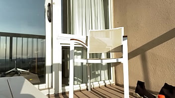 Preview 1 of Ass To Mouth Shit On Cock - Jerking off on the hotel balcony
