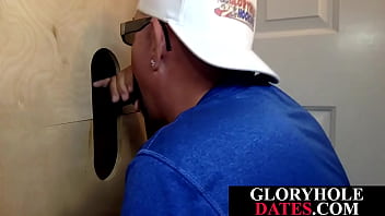 Preview 2 of Frienfmds Mom - Gloryhole DILF deepthroating and wanking black dick