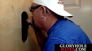 Preview 3 of Frienfmds Mom - Gloryhole DILF deepthroating and wanking black dick