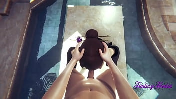 Preview 2 of Malli Aunties - Final Fantasy X Hentai 3D - Lulu enjoys with a blowjob &amp_ fucked in the Spa - Japanese manga anime porn