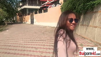 Preview 2 of Lesbian Mania 38 - Amateur Thai teen fucked by a big white cock after a walk in the park