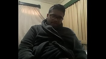 Preview 2 of Boy Licking Sunny Leon Anus - Grey Bathrobe Jerk Off &amp_ Cumming By Brij